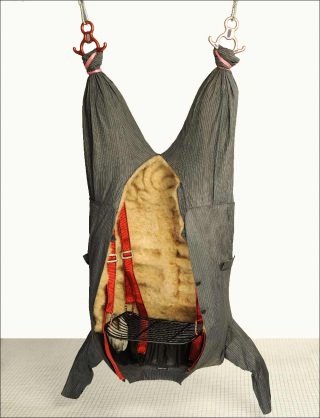 installation réalisée par l'artiste Isabelle Plat représentant une carcasse ouverte mi animale mi humaine