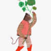 dessin de Vanessa Hié qui représente un tigre costumé avec des bottes rouges qui marche et tient une tige de géranium. illustration