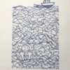 image d'un dessin de Megumi Nemo réalisé à l'encre bleue représentnat un bâteau sur les flots