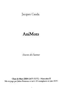 image qui représente la couverture du livre AniMots de Jacques Cauda