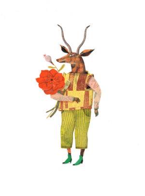 Antelope with orange flower