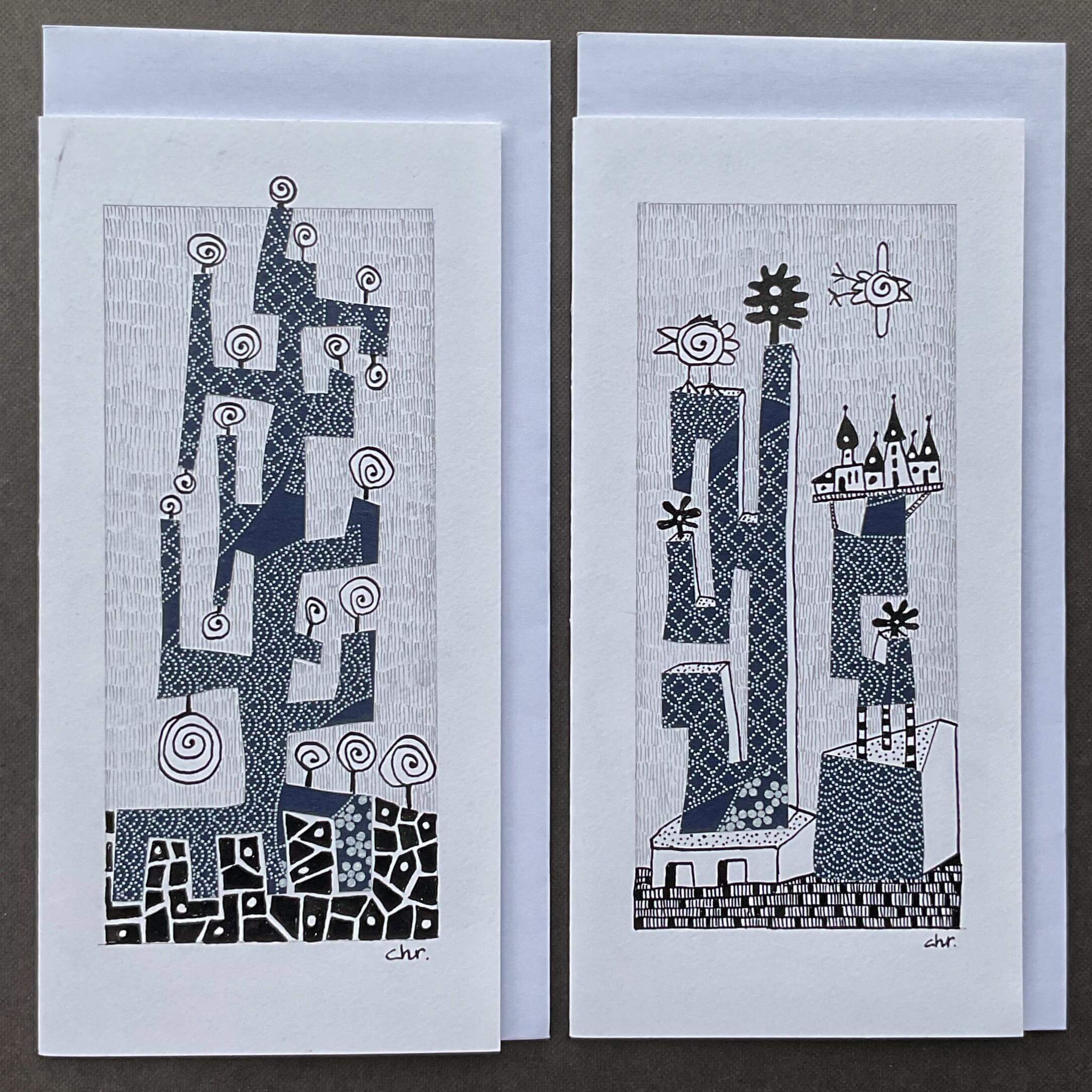 High town & Tree – Cards