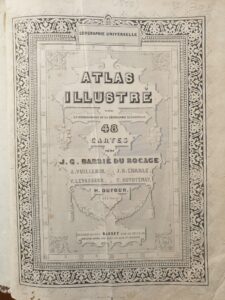 couverture d'un atlas scolaire de 1852 utilisé par l'artiste Marcoleptique