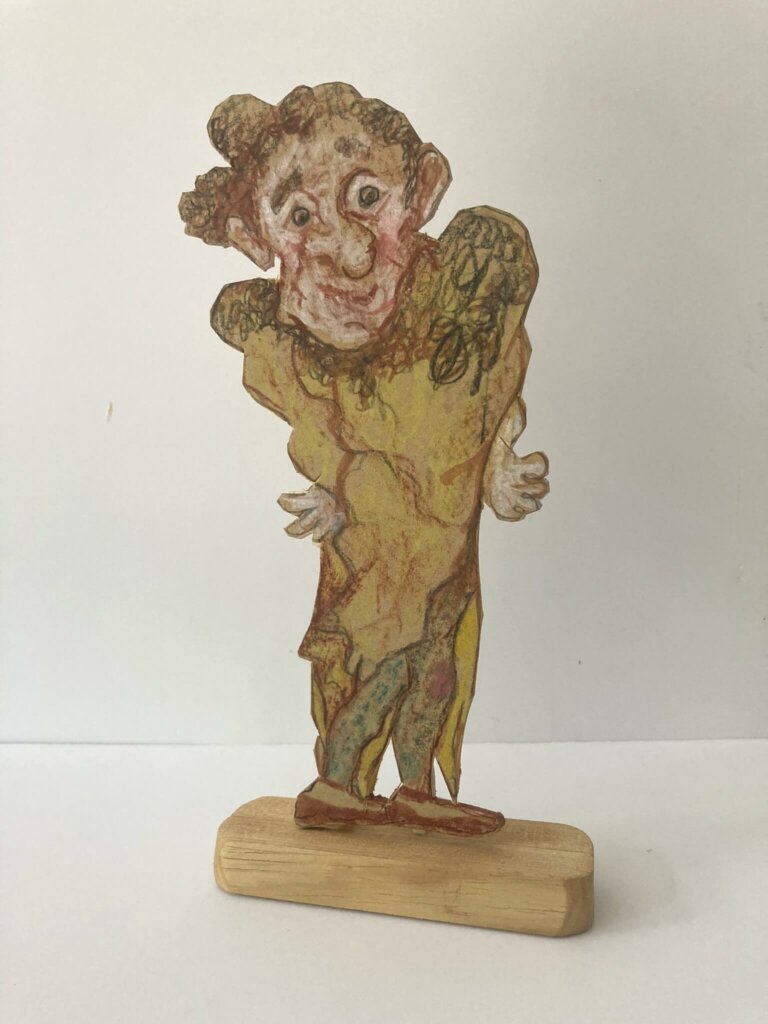 oeuvre de Bernard Briantais Silhouette technique mixte sur papier contrecollé sur carton bois