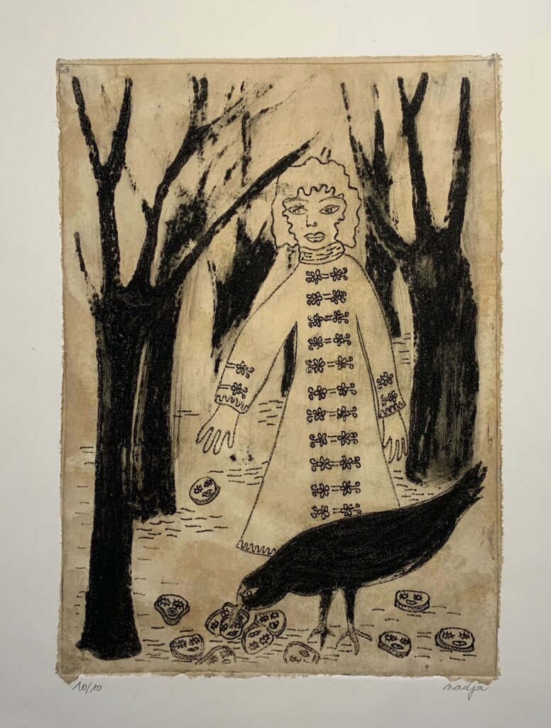 oeuvre de Nadja Berruyer gravure carborundum numérotée n°10 sur 10 Dimensions 50 x 33 cm