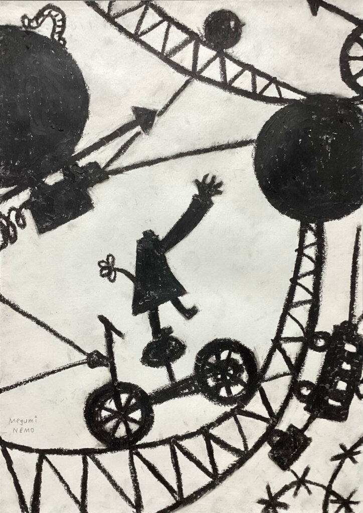 oeuvre de Megumi Nemo pastel à l'huile 21 x 29,7 cm