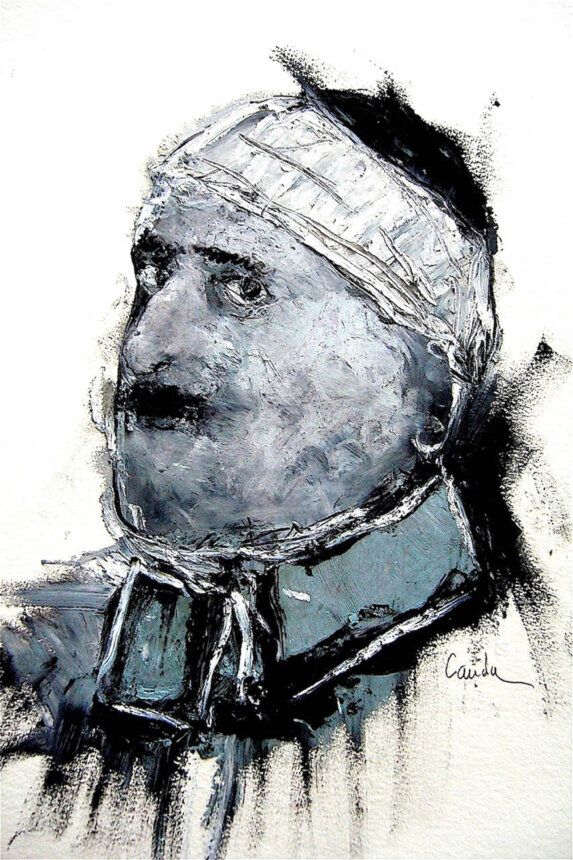 portrait au pastel gras du poète Guillaume Apollinaire par Jacques Cauda