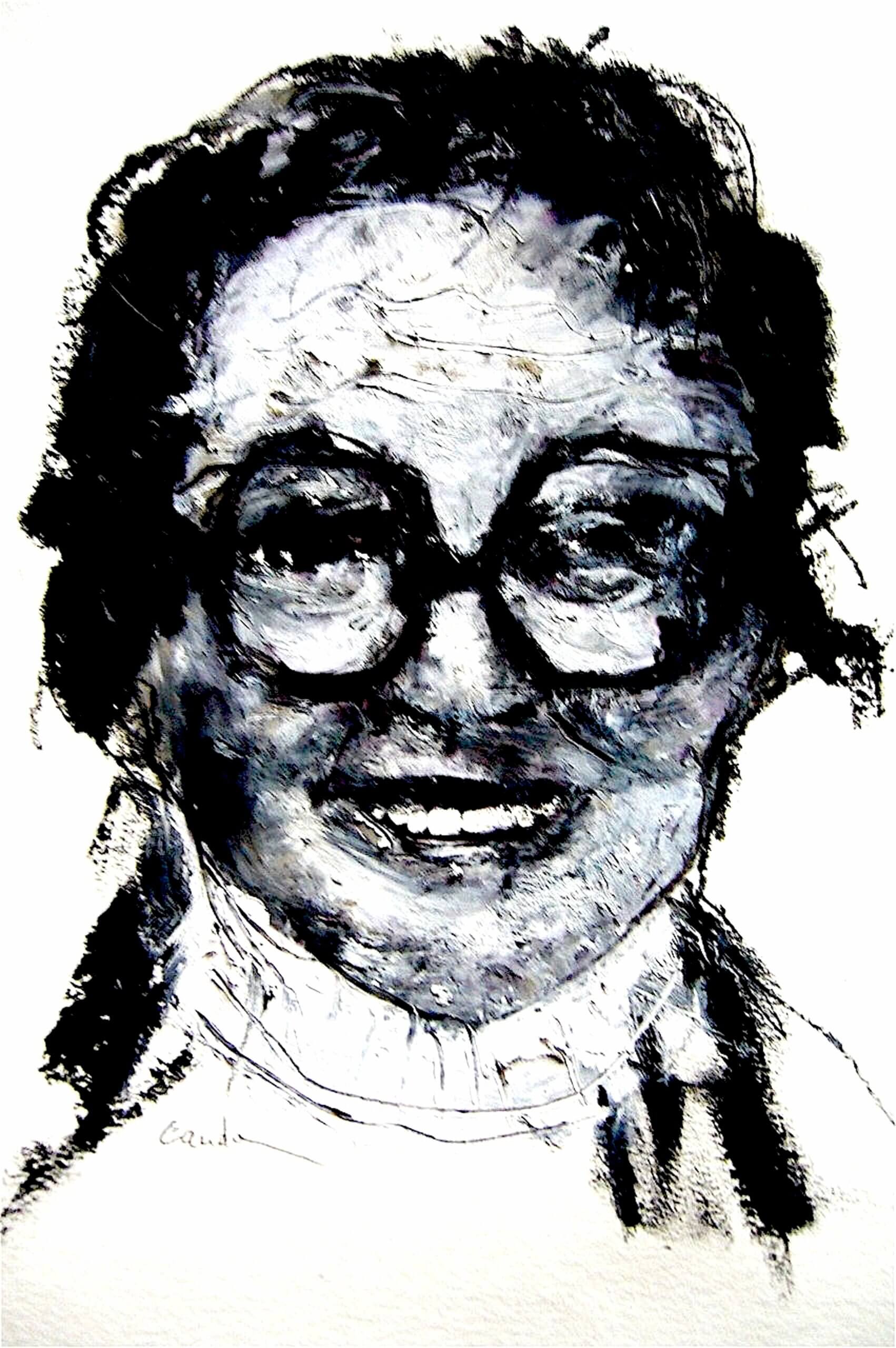portrait de l'écrivaine Marguerite Duras au pastel gras par Jacques Cauda