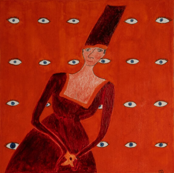dessin de femme d'Elisabeth Baldach dessin pastel à l'huile 21 x 29,7 cm