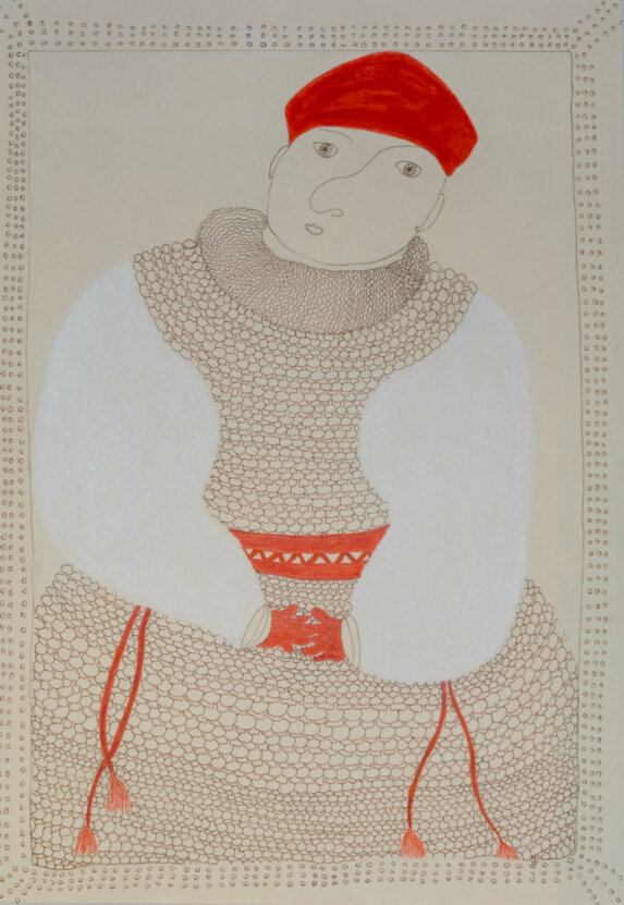 oeuvre d'Élisabeth baldachin portrait dessin encres indienne et de Chine, craie 21 x 29,7 cm