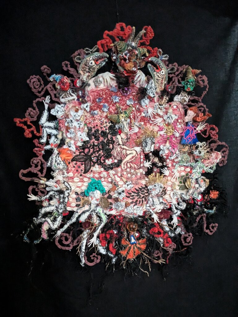image qui représente l'oeuvre de Rebecca Campeau intitulée hommage à Frederico Fellini 75 x 75 cm