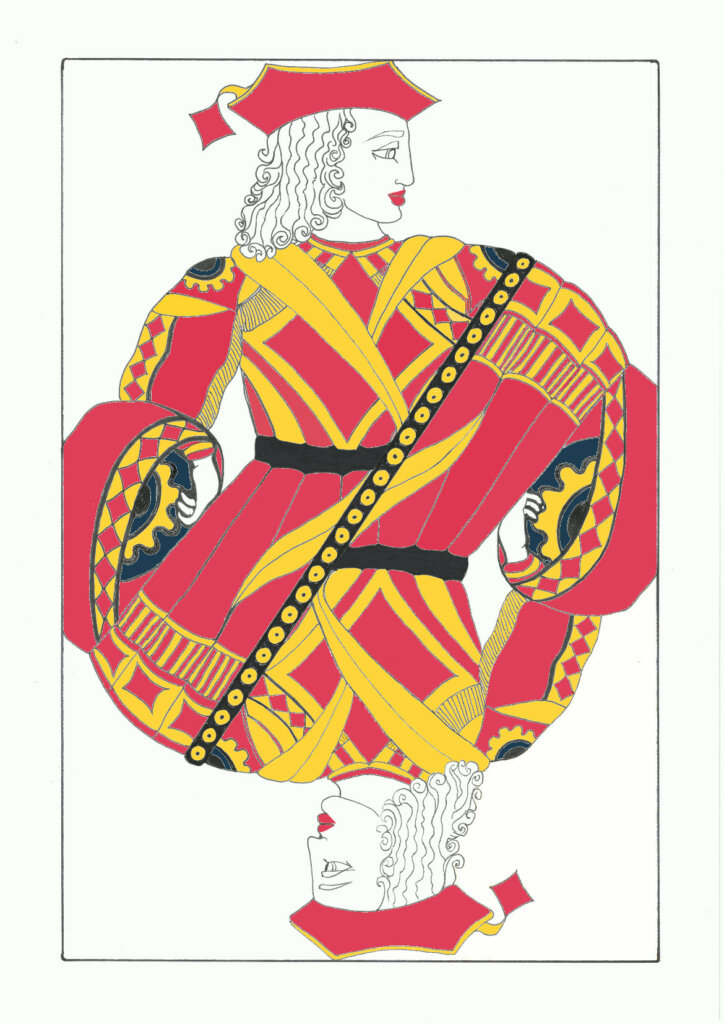 dessin original du valet de carreau par l'artiste Marie-Laure Dougnac