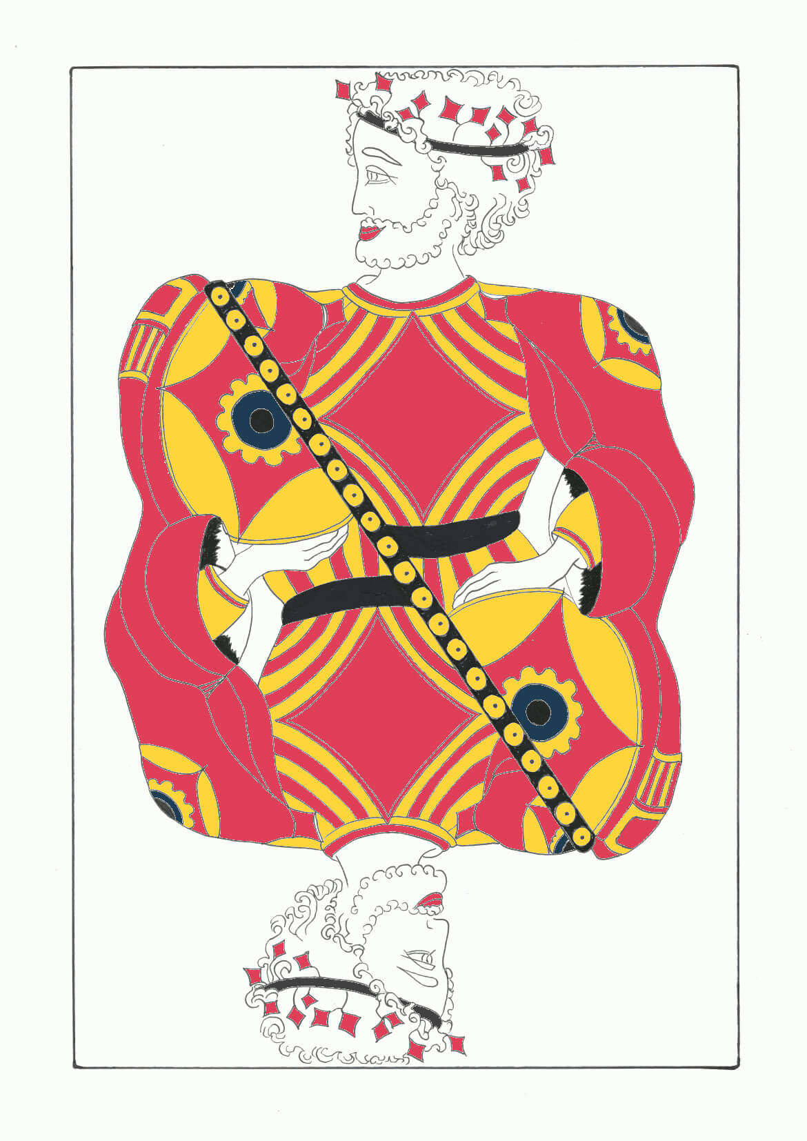 dessin original du roi de carreau par l'artiste Marie-Laure Dougnac