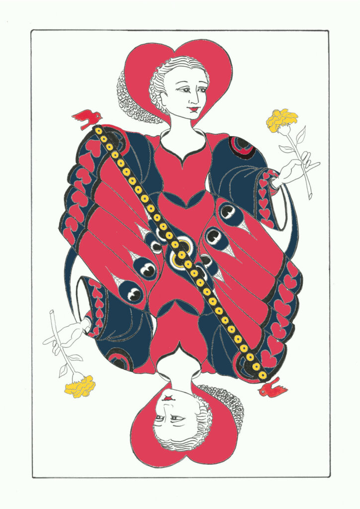 dessin original de la dame de coeur par l'artiste Marie-Laure Dougnac