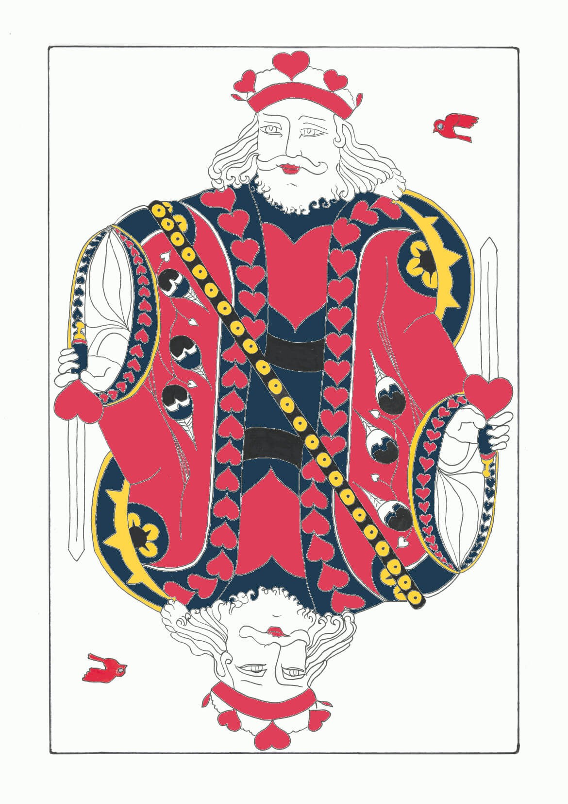 dessin du roi de coeur par l'artiste Marie-Laure Dougnac