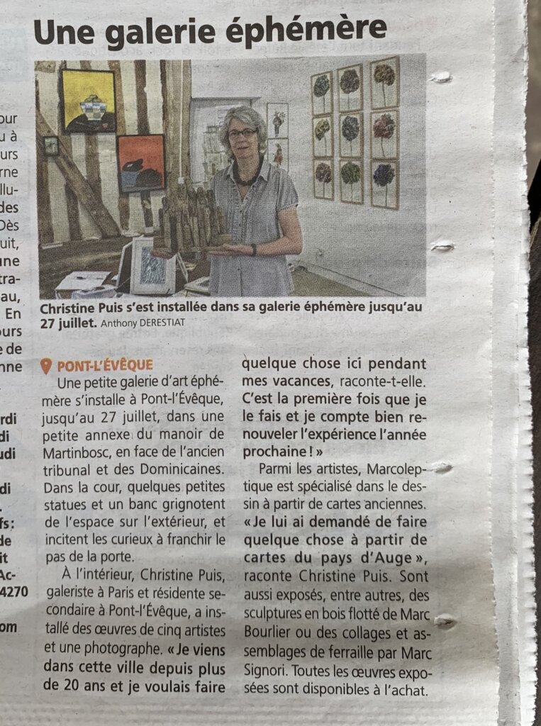 photographie qui représente l'article publié dans le journal La Pays d'Auge en juillet 2024