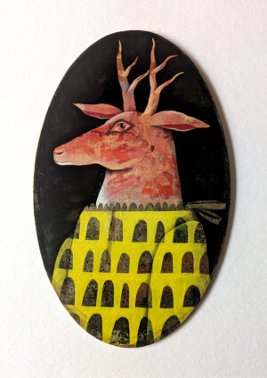 Cerf à la veste jaune