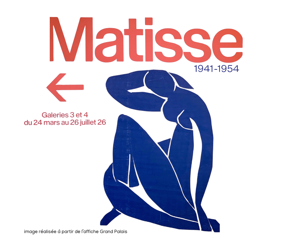 image qui représente l'affiche de l'exposition Matisse 1941-1954 au Grand Palais de mars à juillet 2026