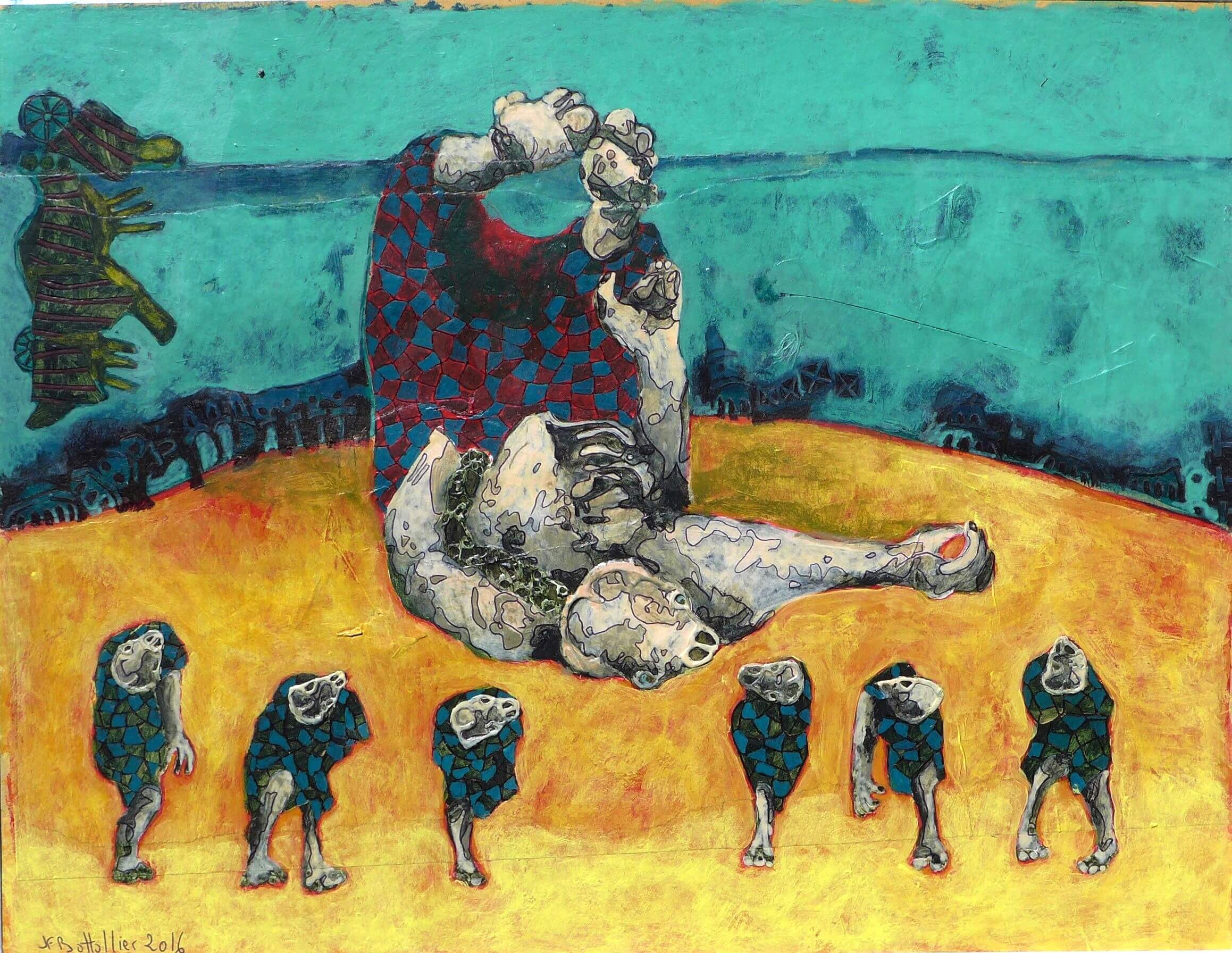 image qui représente une peinture de Jean-François Bottollier : Nuit 122 Acrylique sur Bristol 30x39