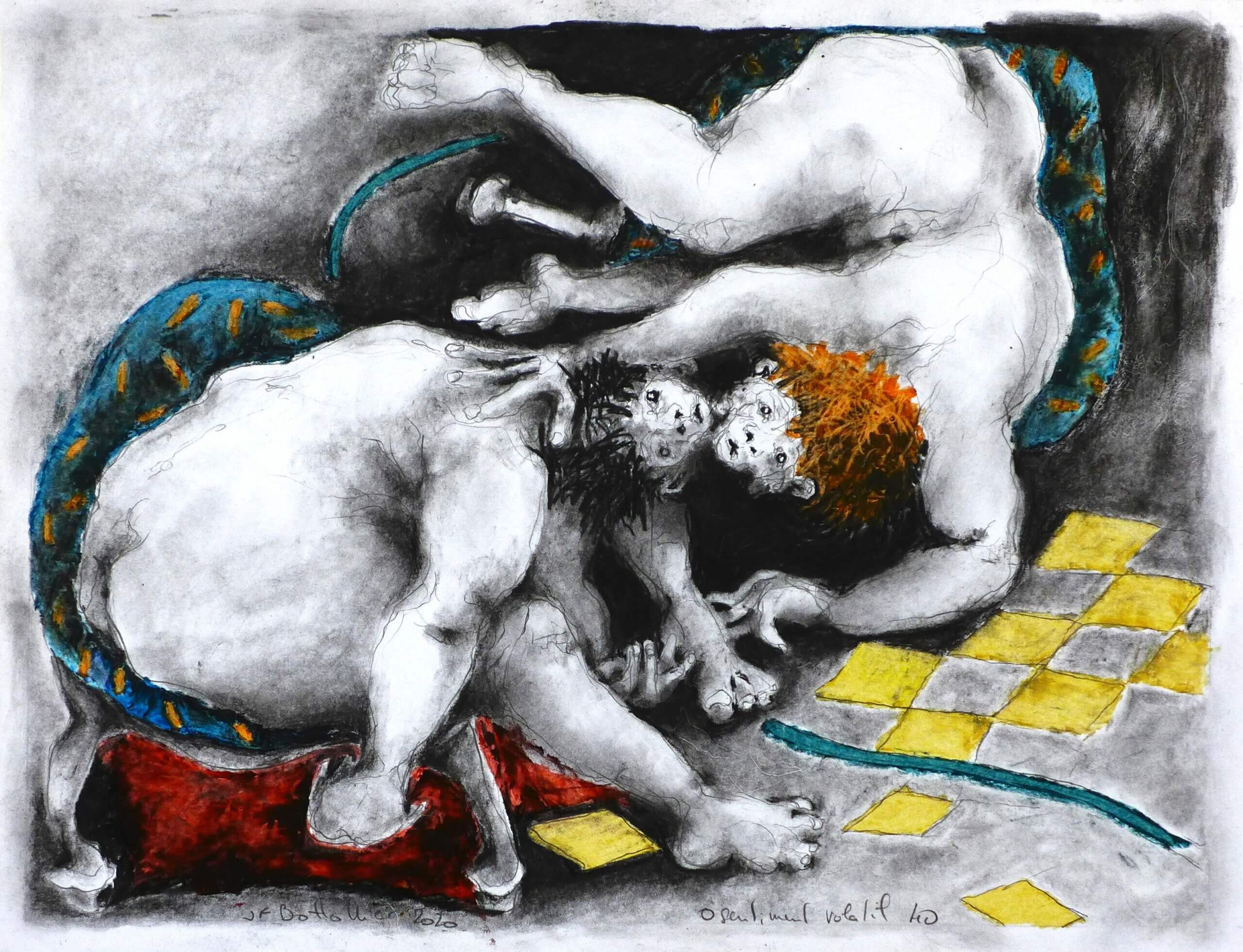 image qui représente une oeuvre de Jean-François Bottollier : O sentiment Volatil 40 Pierre noire pastel gras 25x32 2021