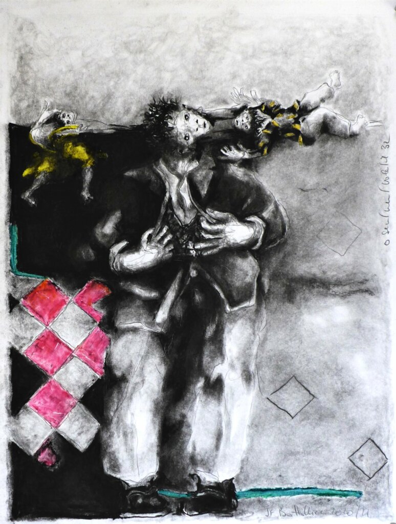 image qui représente une oeuvre de Jean-François Bottollier : Pierre noire pastel gras sur Bristol Dimensions 25 x 32 cm Oeuvre de 2021
