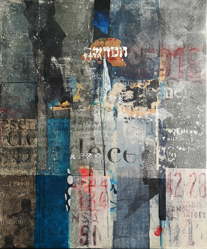image qui représente une oeuvre de Claude Lieber : Aqua blue 2020 - 65 x 54cm