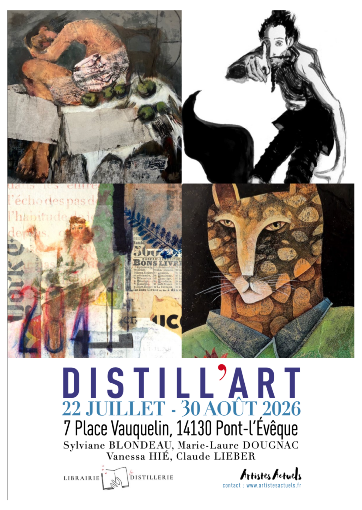 visuel qui représente l'affiche de l'expo Distill'Art été 2026 à Pont-l'Évêque